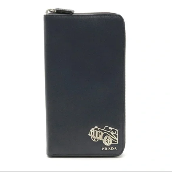 Authentic Prada Saffiano Leather Navy Blue Organizer Wallet - Picture 1 of 13